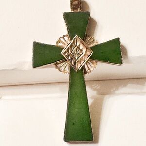 Vintage Gold Over Sterling Silver Cross Pendant- 2.25”